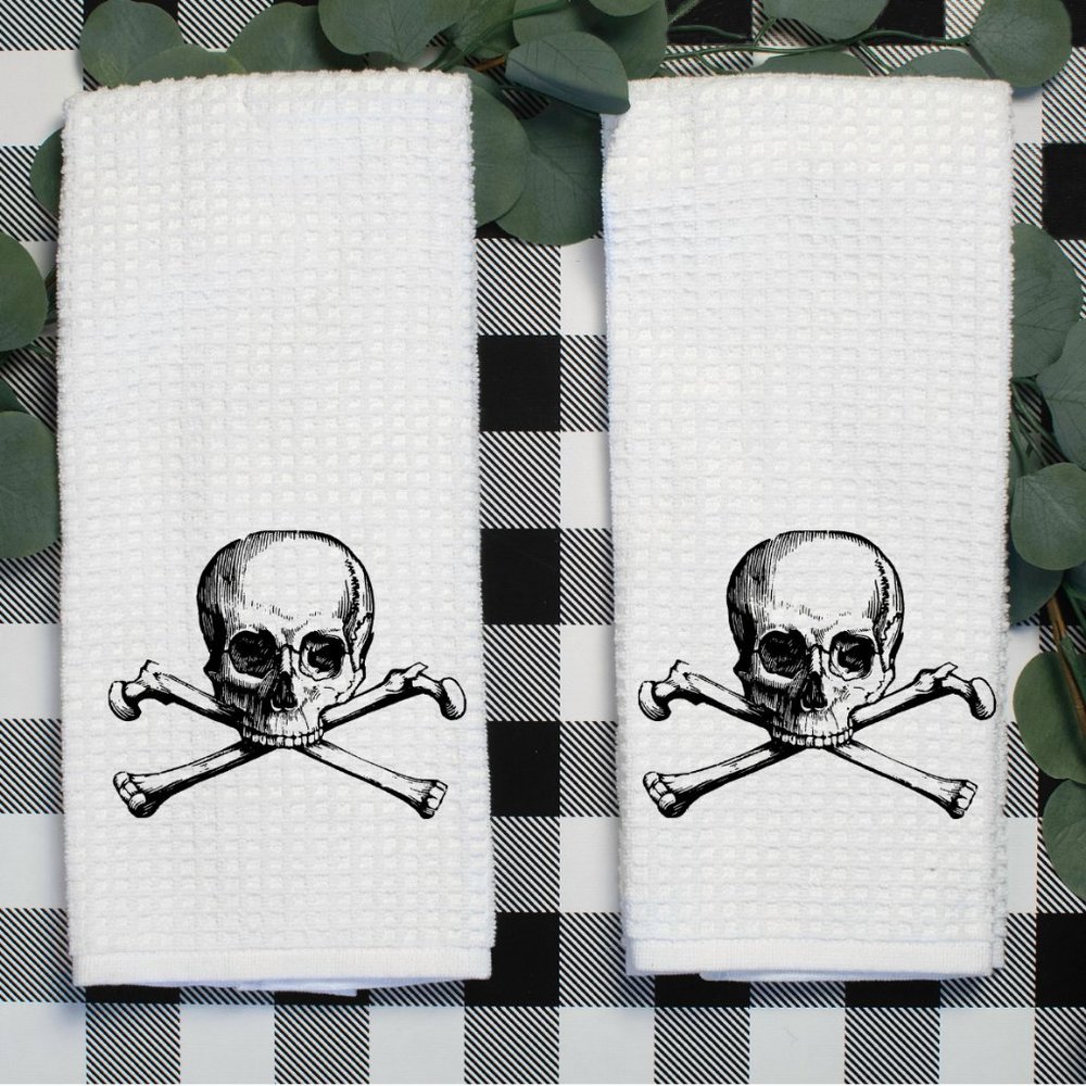 Tea Towels, Set of 2, Skull and Crossbones